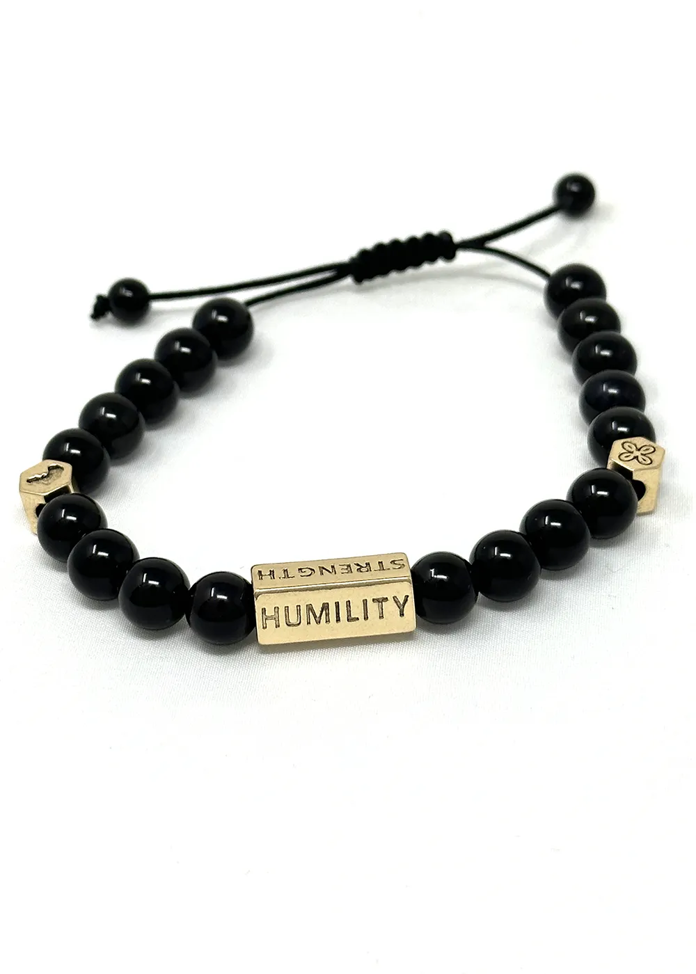 Agbara Unisex Adinkra Symbol Beaded Bracelet (Black Obsidian with Gold) sold by D'iyanu product image thumbnail 3