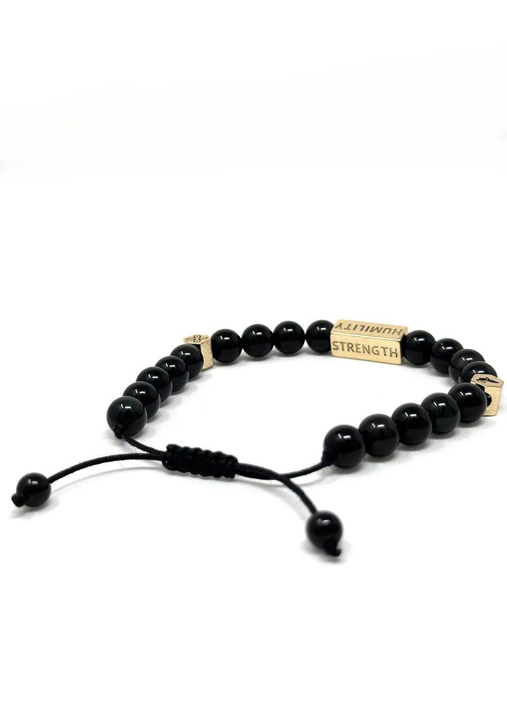Agbara Unisex Adinkra Symbol Beaded Bracelet (Black Obsidian with Gold) sold by D'iyanu product image thumbnail 2