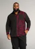 Abiade Men's African Print Button-Up Shirt (Black/Black Magenta Tribal) - Clearance sold by D'iyanu