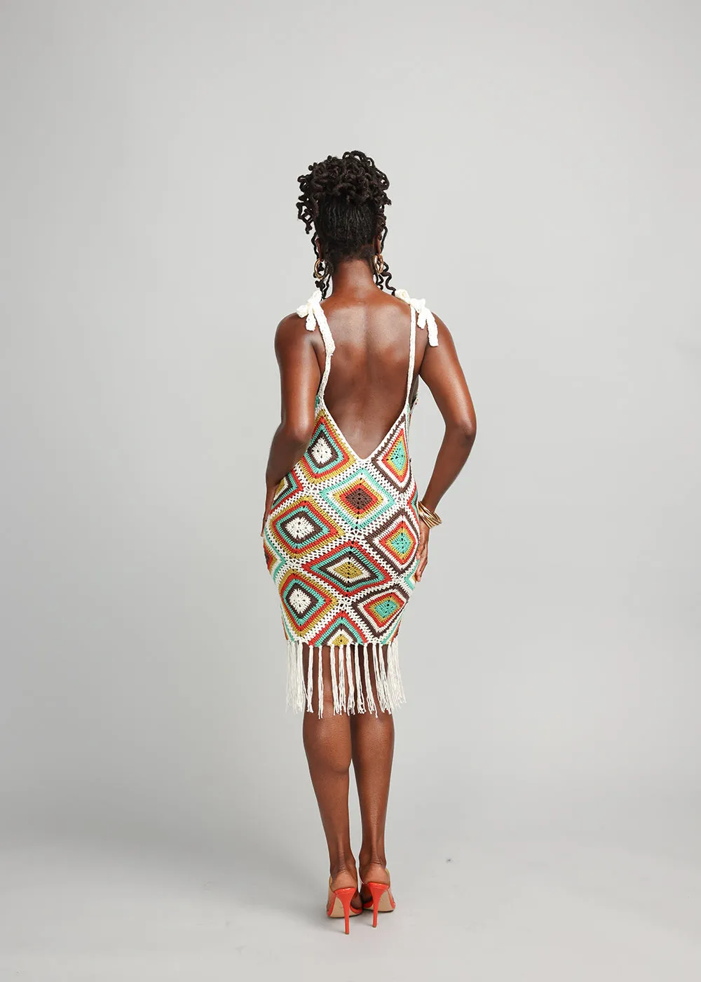 Hasina Women's Crochet Dress (Contrast Diamond Crochet) - Clearance sold by D'iyanu product image thumbnail 4