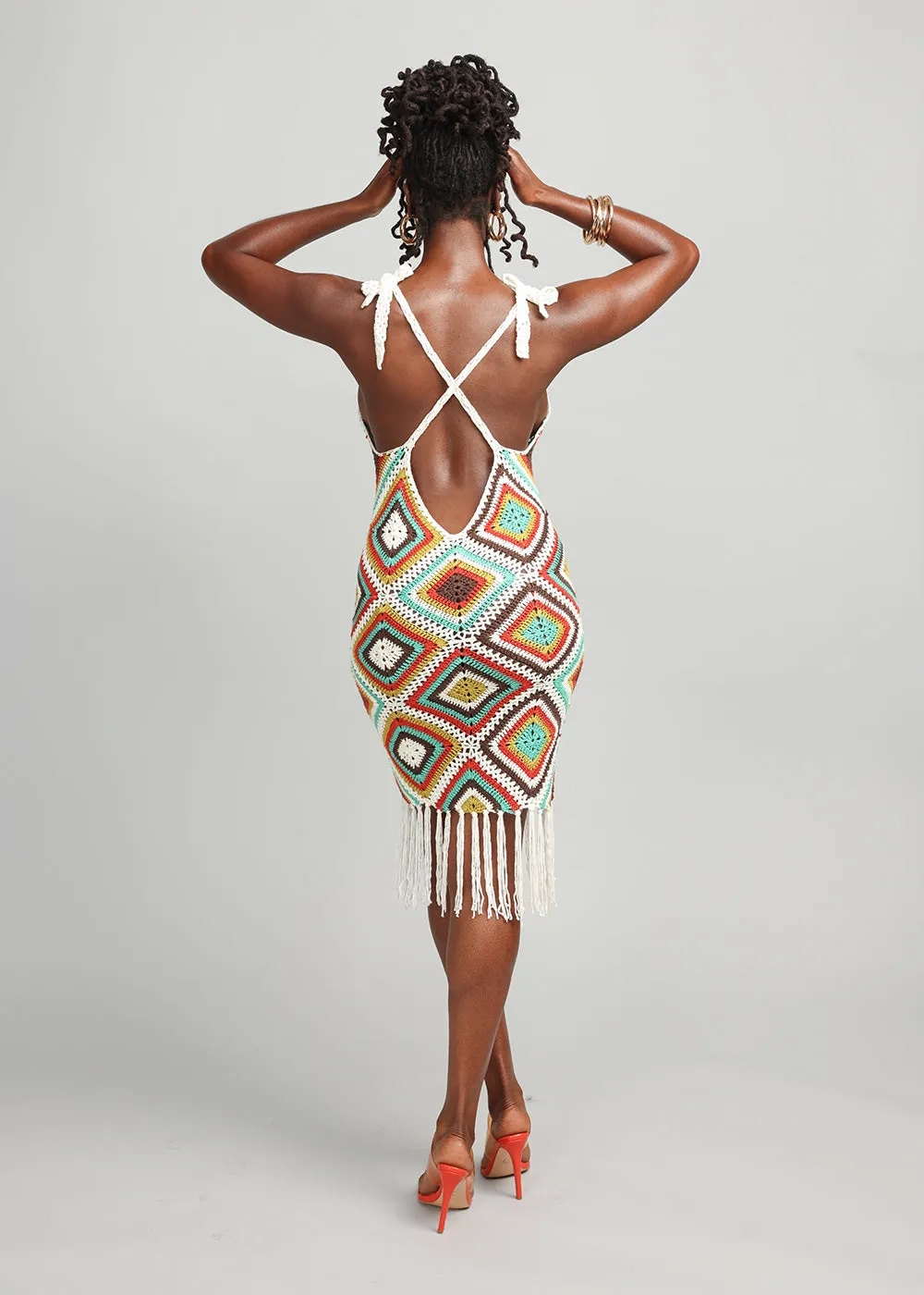 Hasina Women's Crochet Dress (Contrast Diamond Crochet) - Clearance sold by D'iyanu product image thumbnail 2