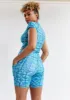 Gawa Women's African Print Active Crop Top (Cool Blue Adire) - Clearance sold by D'iyanu