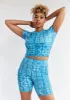 Gawa Women's African Print Active Crop Top (Cool Blue Adire) - Clearance sold by D'iyanu