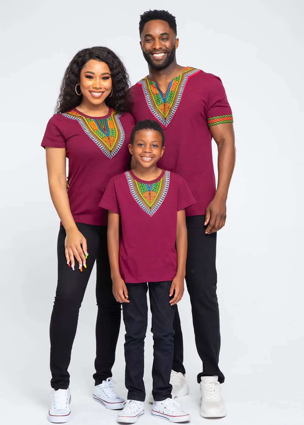 Men's African Print Dashiki T-Shirt (Deep Maroon) sold by D'iyanu product image thumbnail 2