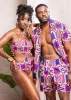 Chika Women's African Print Cut-Out Swimsuit (Mint Purple Kente)-Clearance sold by D'iyanu