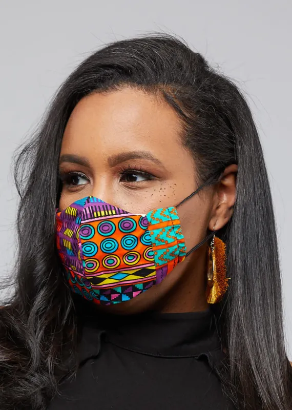 Dabo African Print 2 Layer Reusable Face Mask (Pink Purple Kente)-Clearance sold by D'iyanu