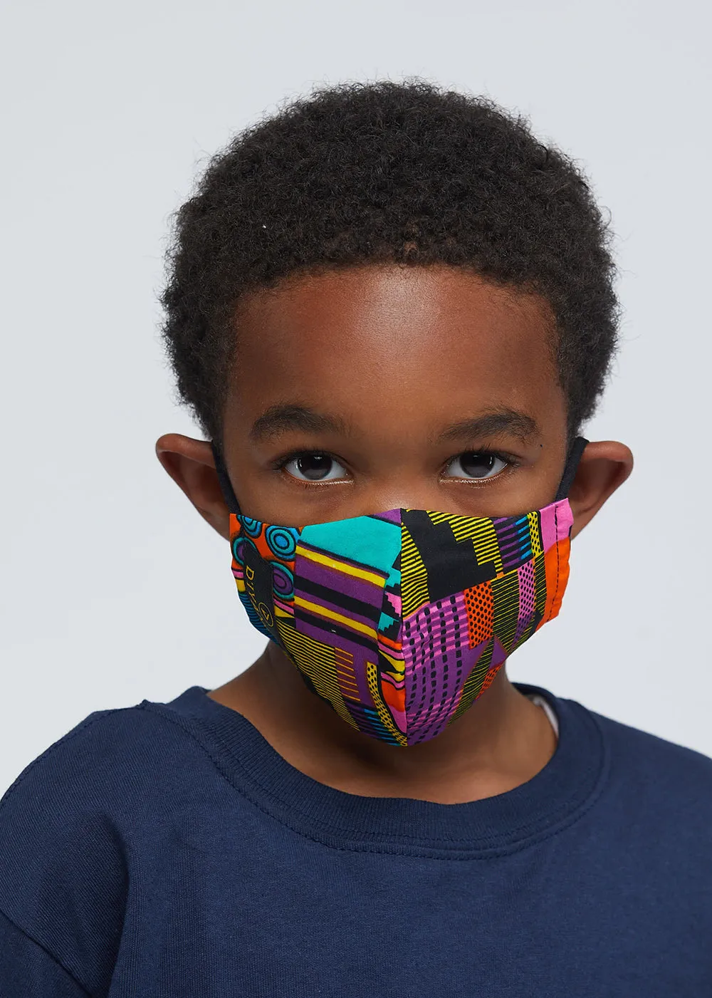 Dabo African Print 2 Layer Reusable Face Mask (Pink Purple Kente)-Clearance sold by D'iyanu product image thumbnail 4