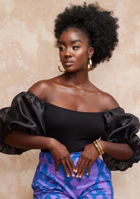 Dide Women's Organza Sleeve Top (Black) sold by D'iyanu