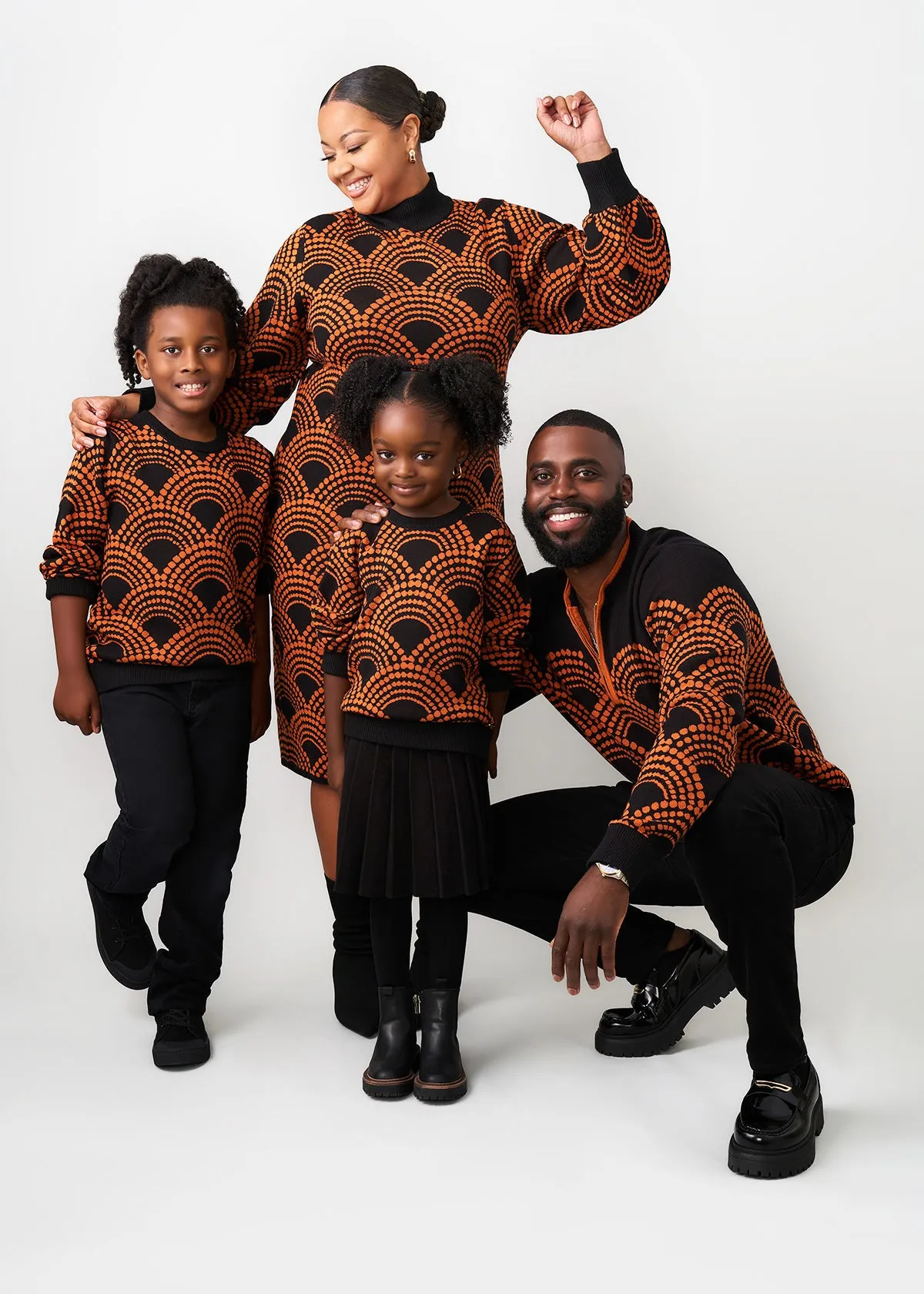 Kibo Men's African Print Quarter-Zip Sweater (Black Amber Dots) sold by D'iyanu product image thumbnail 3
