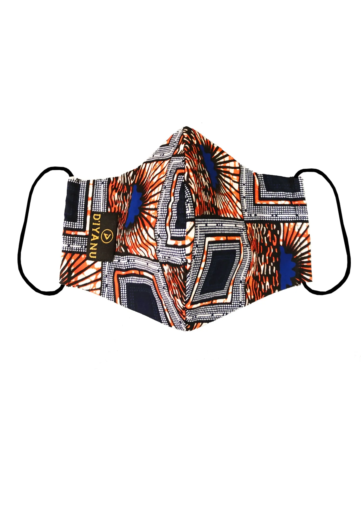 Dabo African Print 2 Layer Reusable Face Mask (Navy Orange Sunrise)-Clearance sold by D'iyanu product image thumbnail 2