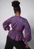 Imudara Women's African Print Peplum Blouse (Rhubarb Retro Diamonds) - Clearance sold by D'iyanu