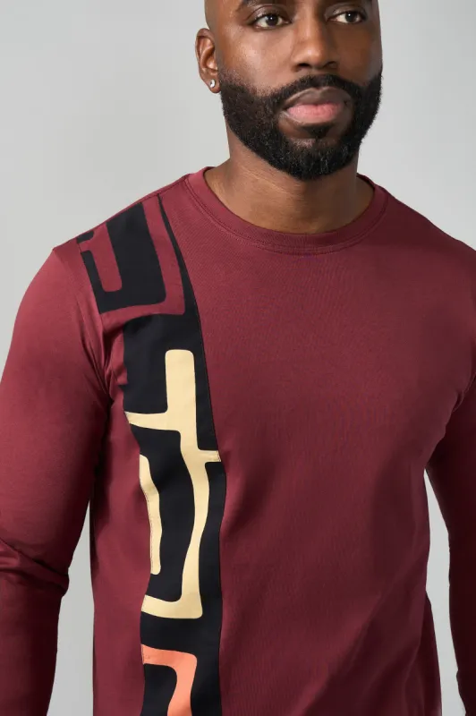 Simba Men's African Print Applique T-Shirt (Neutral Kuba Geometric) sold by D'iyanu