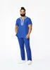 Izibili Men's Embroidered African Linen Blend Tunic (Cobalt) sold by D'iyanu
