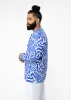 Ajisomo Men's African Print Tunic (White Cobalt Tribal) sold by D'iyanu