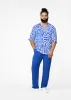 Ajisomo Men's African Print Tunic (White Cobalt Tribal) sold by D'iyanu