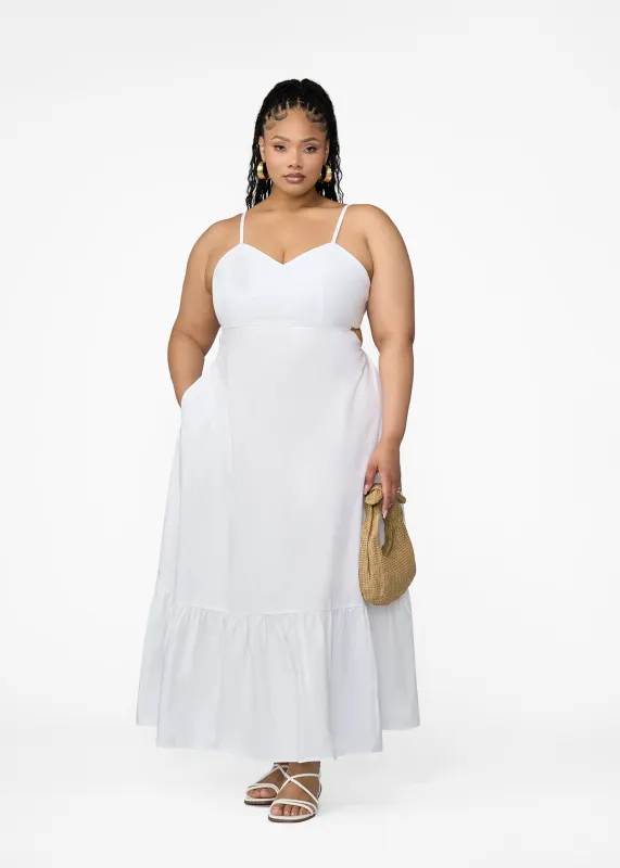 Oneyka Women's African Print Cut-Out Maxi Dress (White) - Clearance sold by D'iyanu