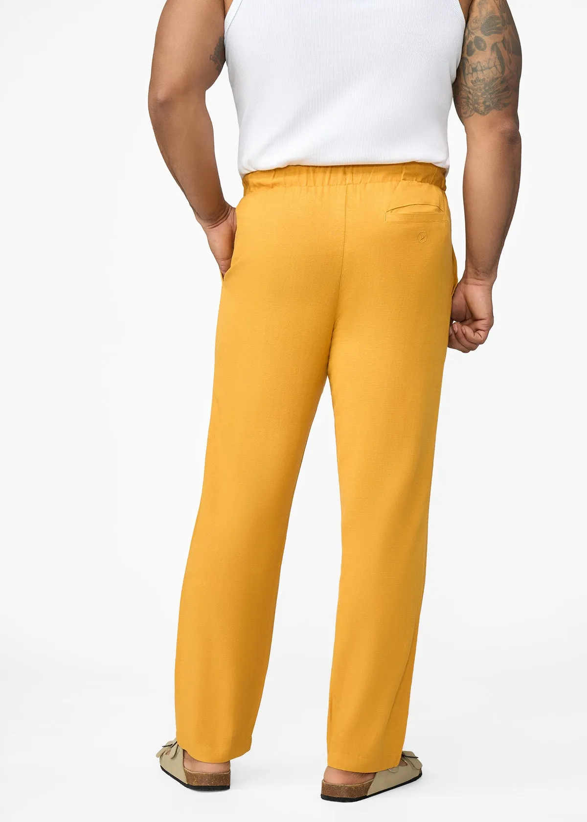Asan Men's Linen Blend Pants (Gold) sold by D'iyanu product image thumbnail 3