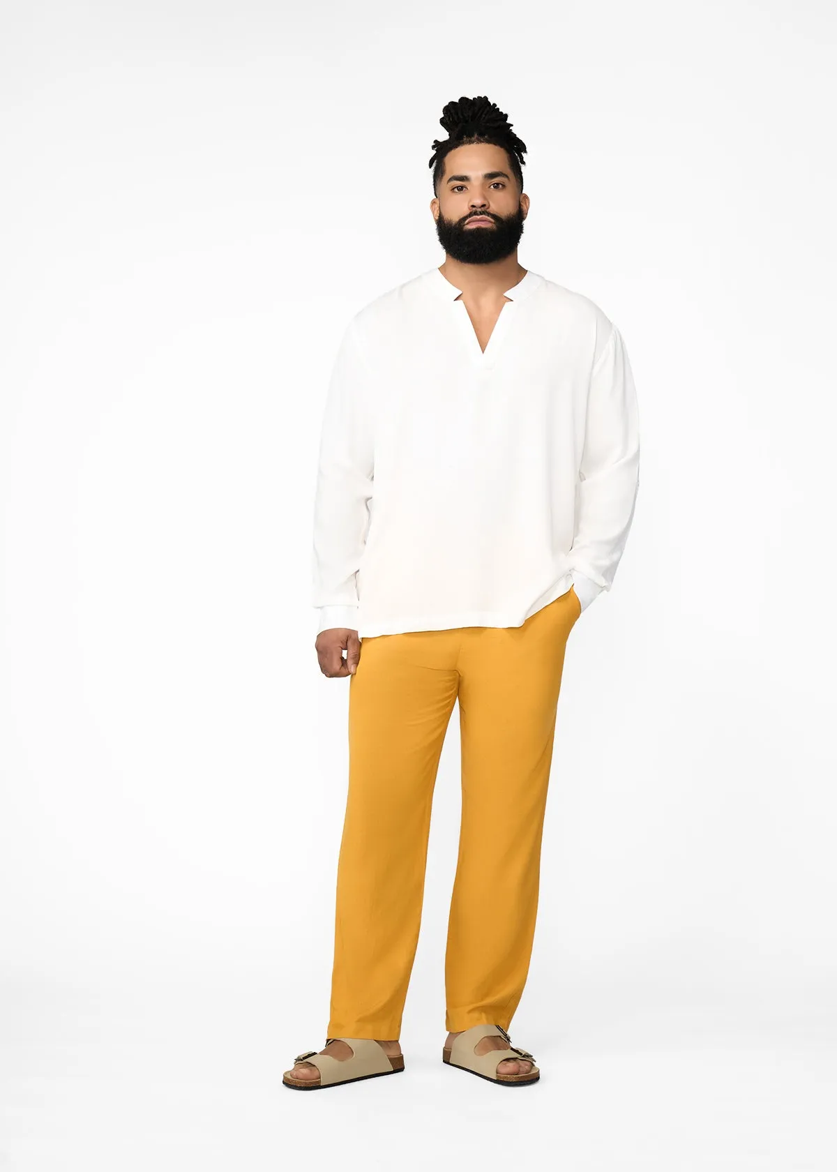 Asan Men's Linen Blend Pants (Gold) sold by D'iyanu product image thumbnail 2