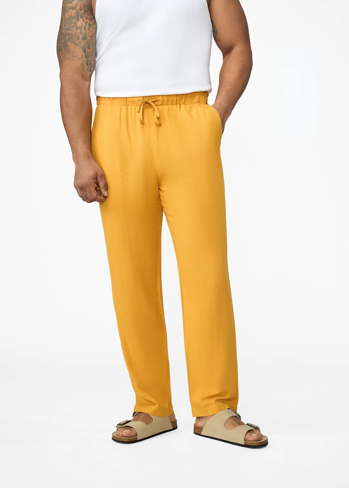 Asan Men's Linen Blend Pants (Gold) sold by D'iyanu