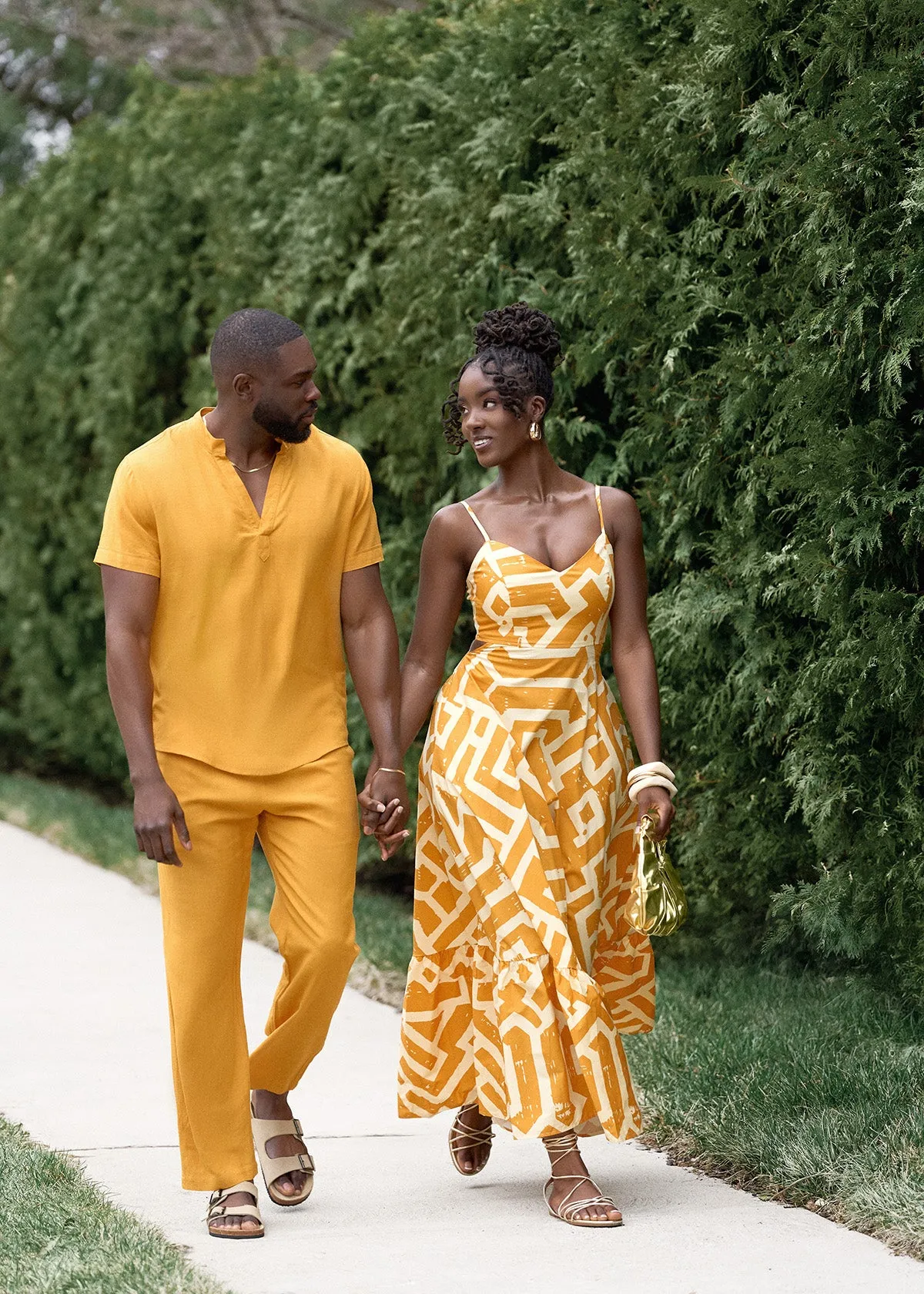 Asan Men's Linen Blend Pants (Gold) sold by D'iyanu product image thumbnail 4