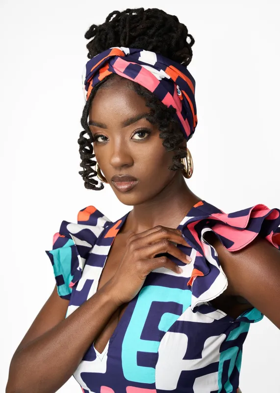Women's African Print Headwrap/Scarf (Confetti Kuba) sold by D'iyanu