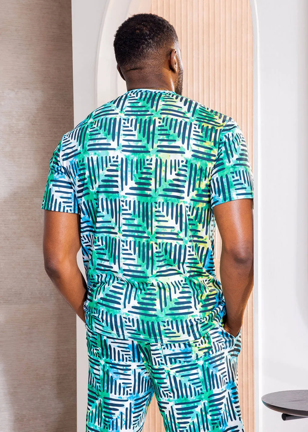 Edalo Men's African Print T-shirt (Marine Adire) - Clearance sold by D'iyanu product image thumbnail 3