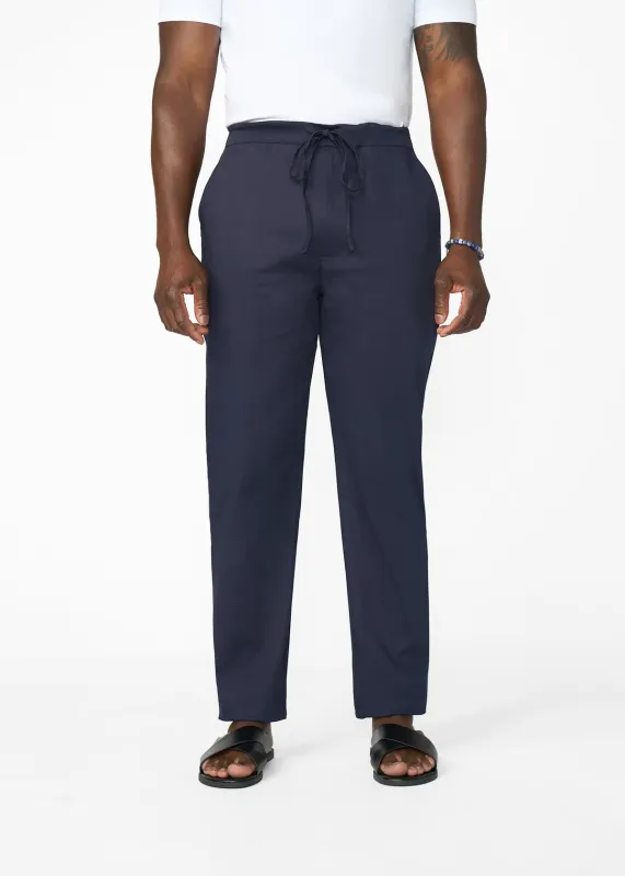 Adil Men's Traditional Dress Pants with Drawstring (Navy) made by D'iyanu