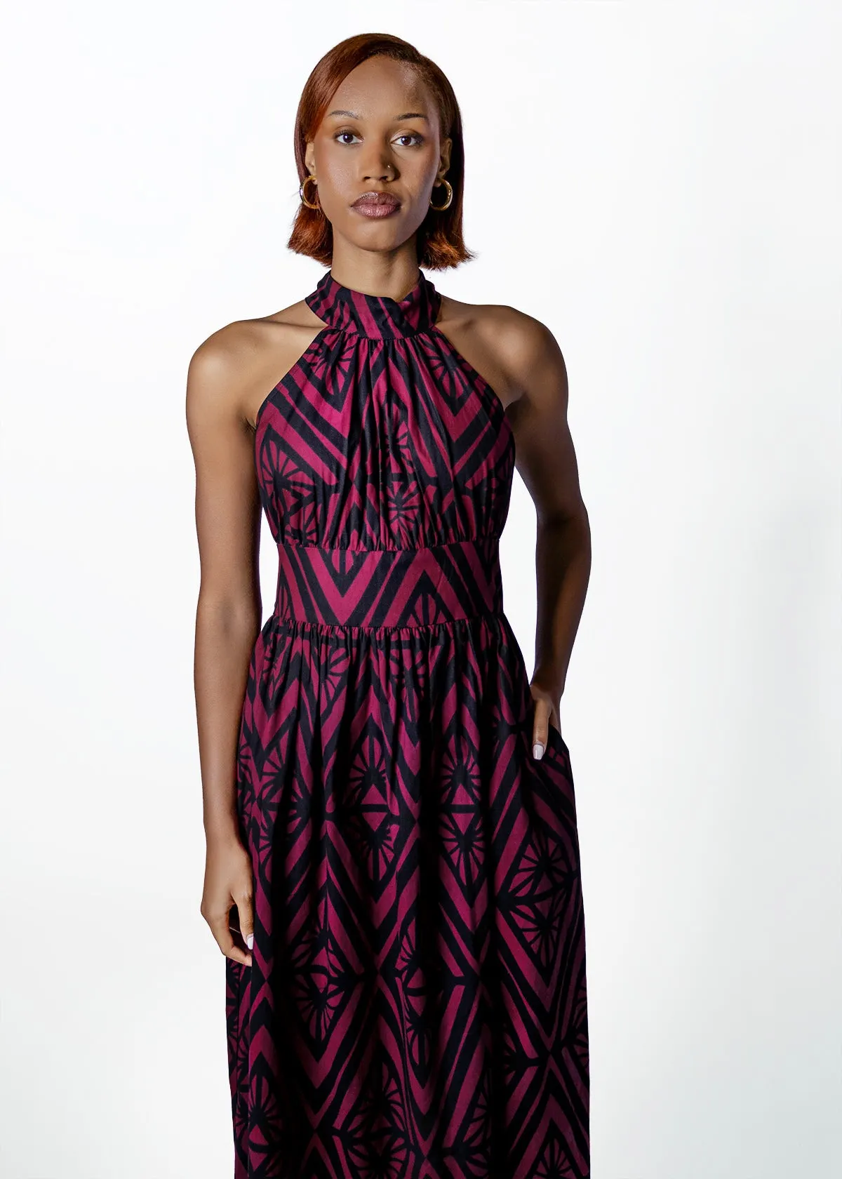 Ronke Womens African Print Maxi Dress (Plum Diamond) sold by D'iyanu product image thumbnail 2