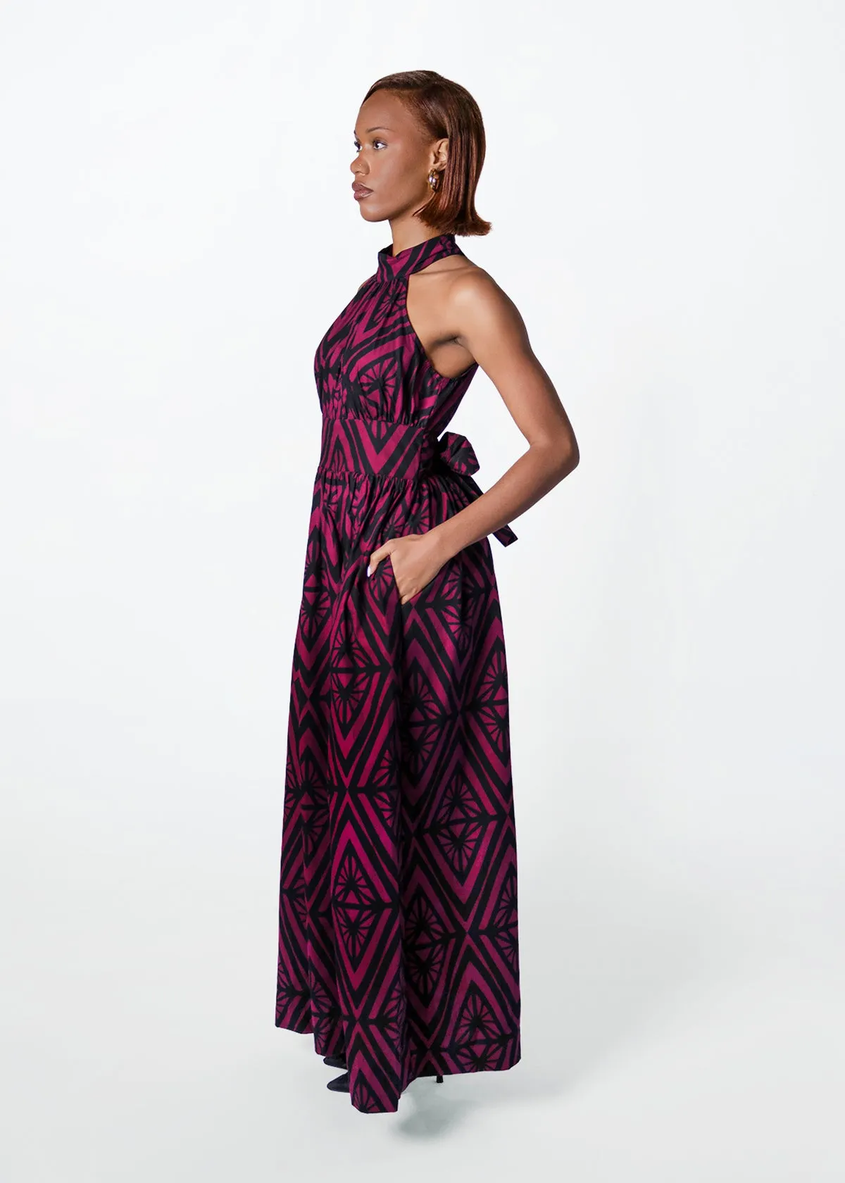 Ronke Womens African Print Maxi Dress (Plum Diamond) sold by D'iyanu product image thumbnail 3