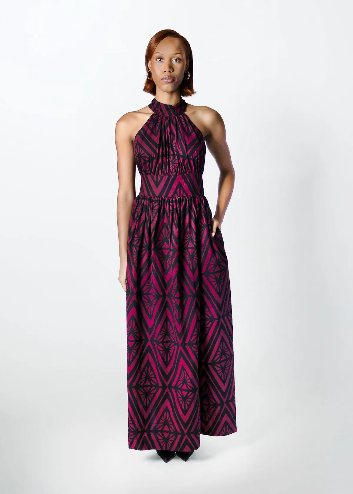 Ronke Womens African Print Maxi Dress (Plum Diamond) sold by D'iyanu product image thumbnail 4