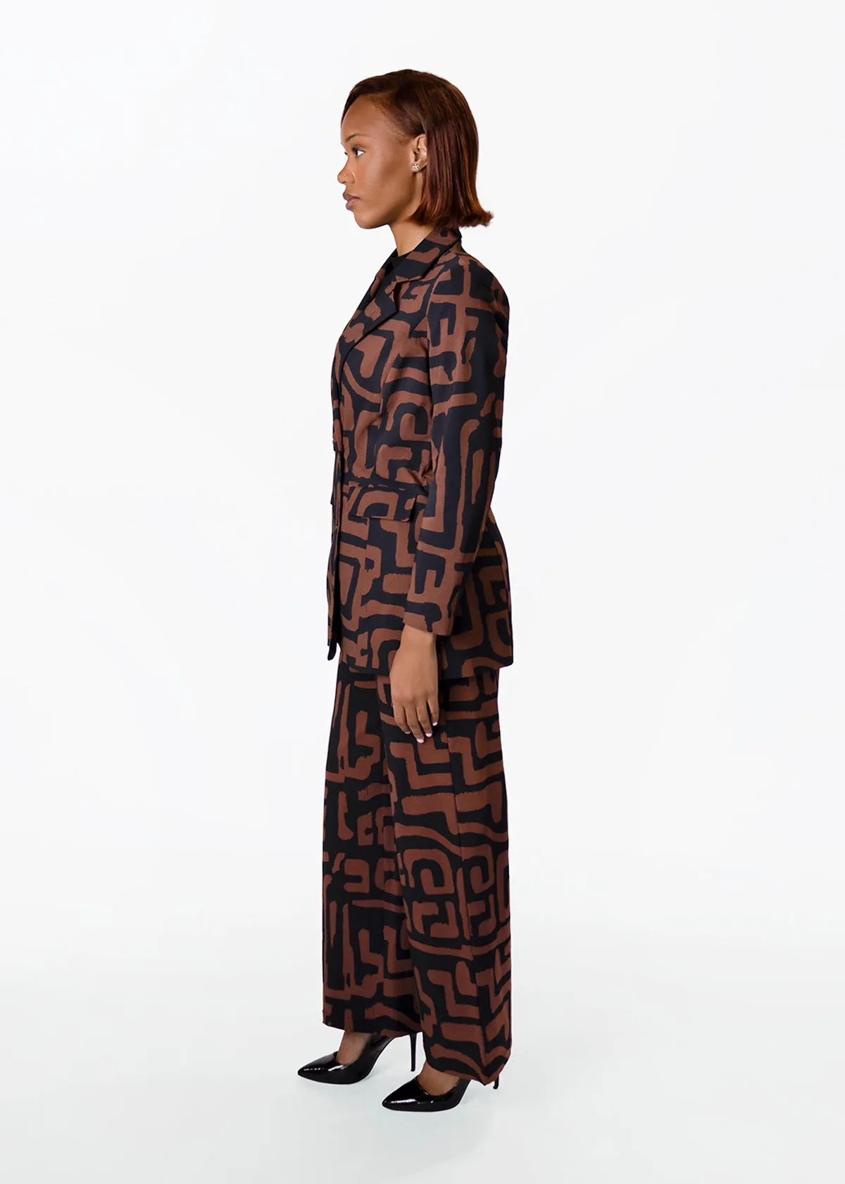 Uyai Womens African Print Blazer (Espresso Geometric) sold by D'iyanu product image thumbnail 5
