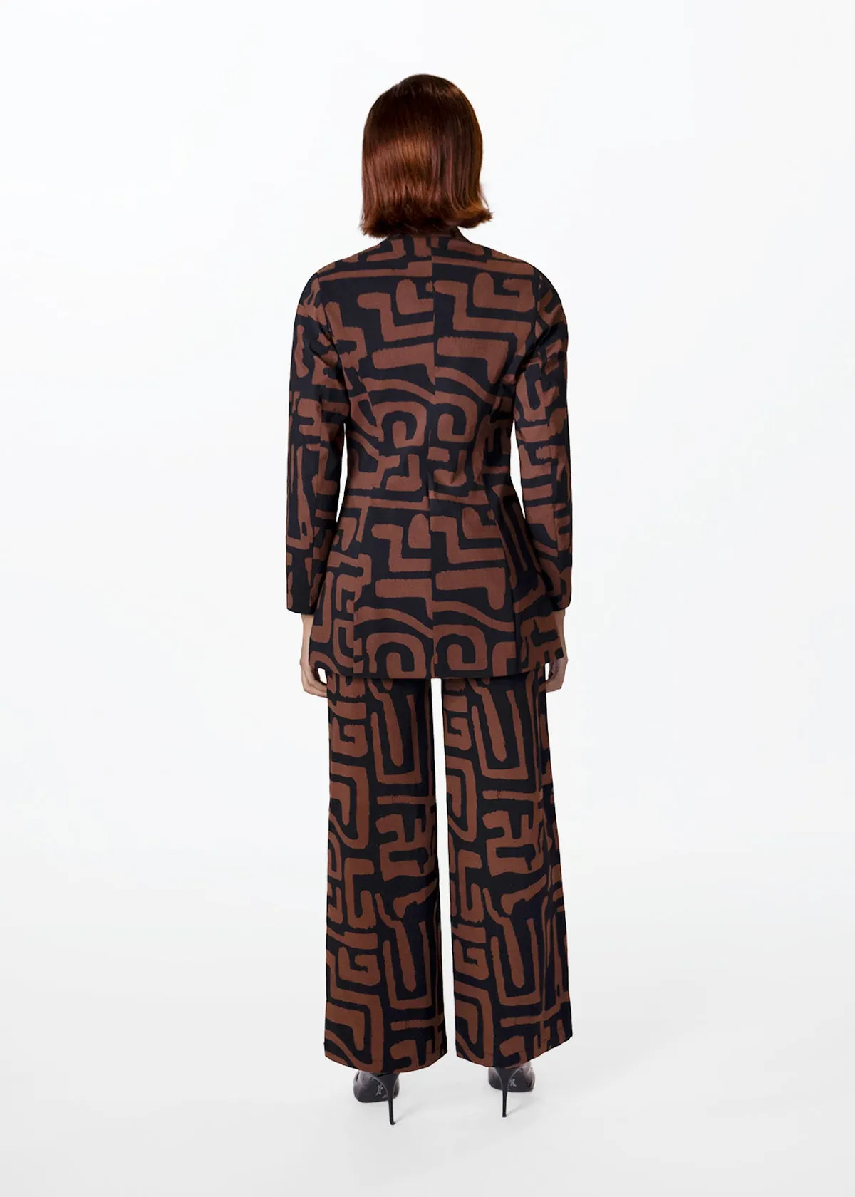 Uyai Womens African Print Blazer (Espresso Geometric) sold by D'iyanu product image thumbnail 4