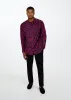 Jamal Mens African Print Mandarin Shirt (Plum Diamonds) sold by D'iyanu