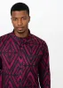 Jamal Mens African Print Mandarin Shirt (Plum Diamonds) sold by D'iyanu