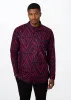 Jamal Mens African Print Mandarin Shirt (Plum Diamonds) sold by D'iyanu