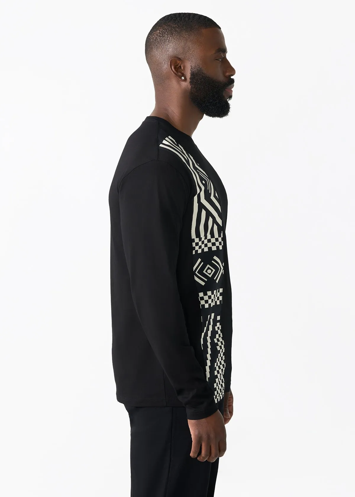Addo Men's African Print Applique T-Shirt (Black Cream Tribal) sold by D'iyanu product image thumbnail 5