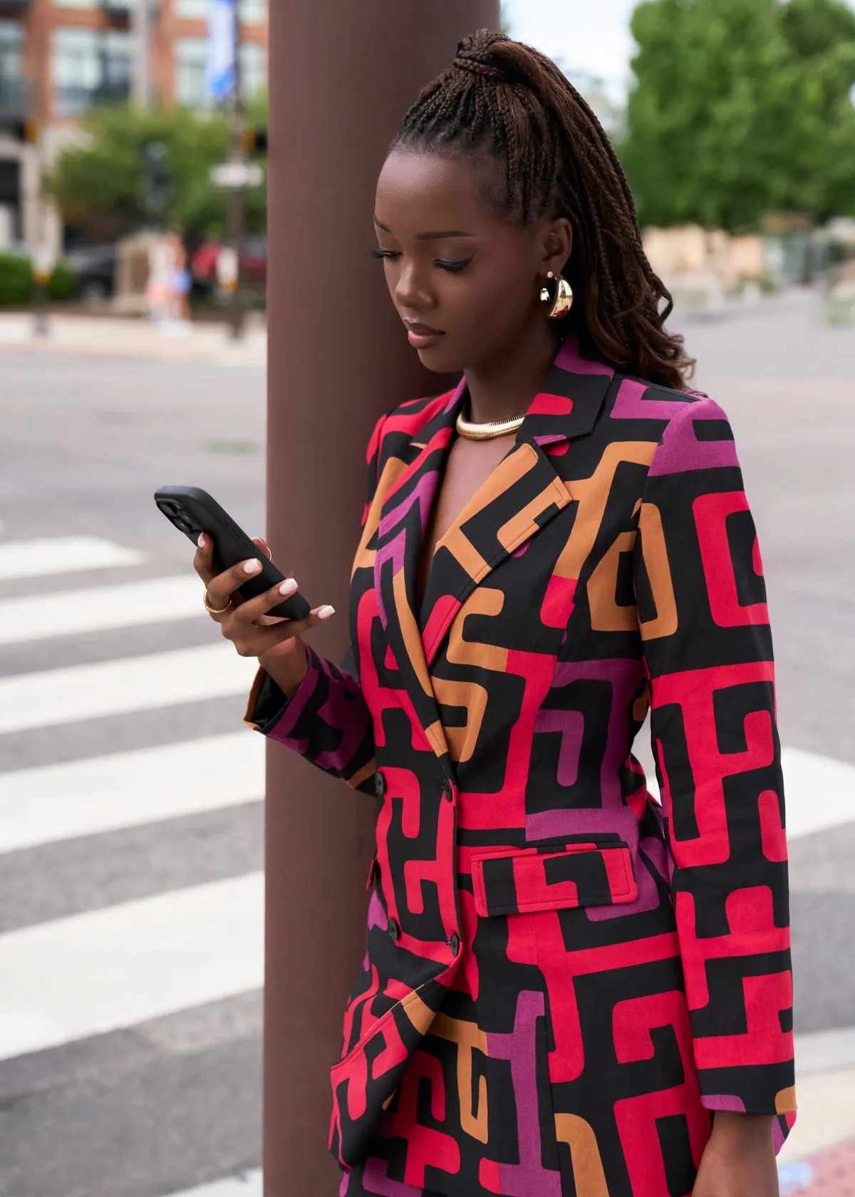 Uyai Women's African Print Stretch Blazer (Black Berry Kuba) sold by D'iyanu product image thumbnail 2