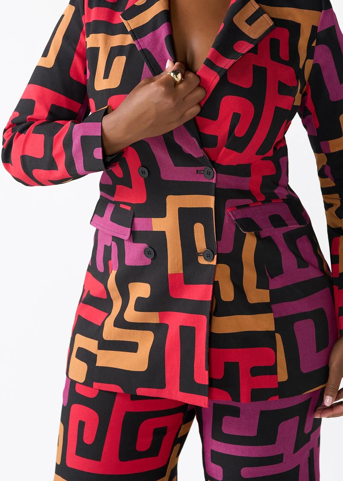 Uyai Women's African Print Stretch Blazer (Black Berry Kuba) sold by D'iyanu product image thumbnail 5