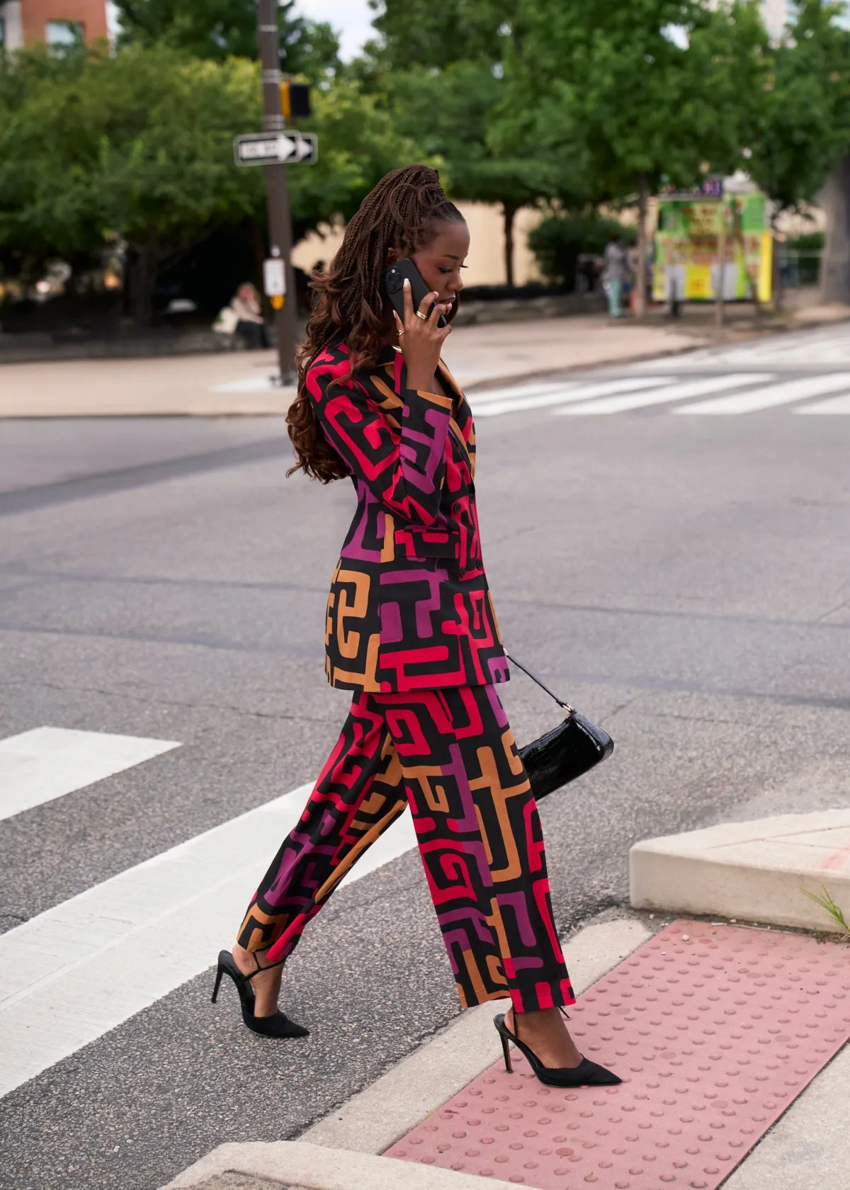 Thema Women's African Print Stretch Wide Leg Pants (Black Berry Kuba) sold by D'iyanu product image thumbnail 4