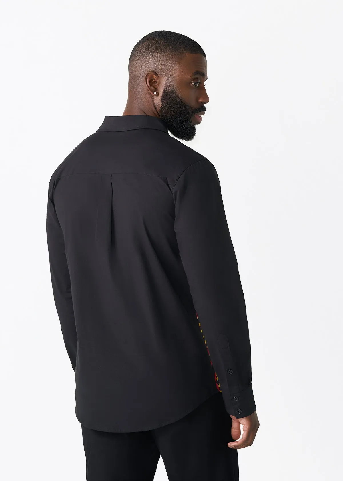 Sipho Men's African Print Button-up Shirt (Black Cherry Multipattern) sold by D'iyanu product image thumbnail 5