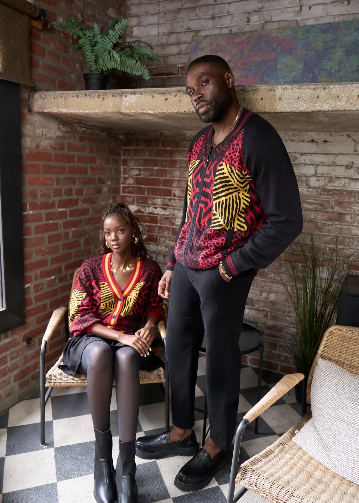 Ayaan Women's African Print Cropped Cardigan (Black Cherry Multipattern) sold by D'iyanu product image thumbnail 5