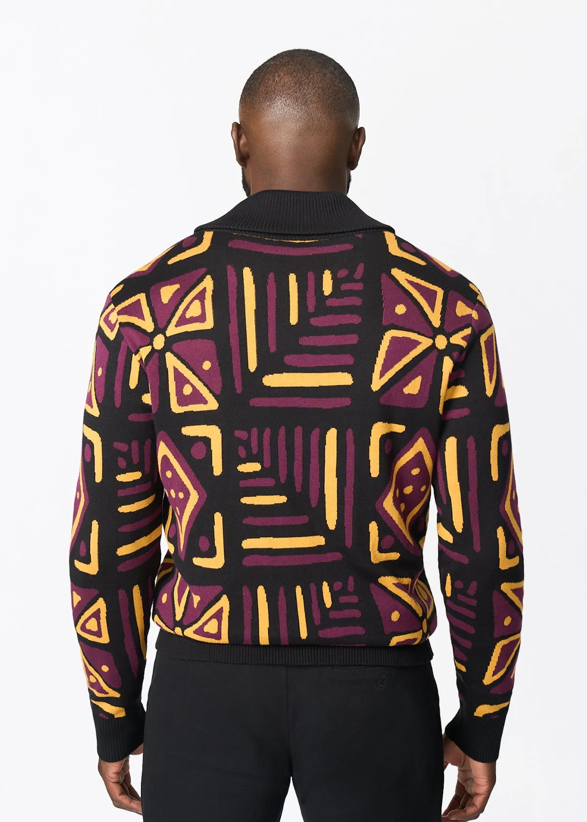Iferan Men's African Print Sweater (Plum Black Tribal) - Clearance sold by D'iyanu product image thumbnail 4