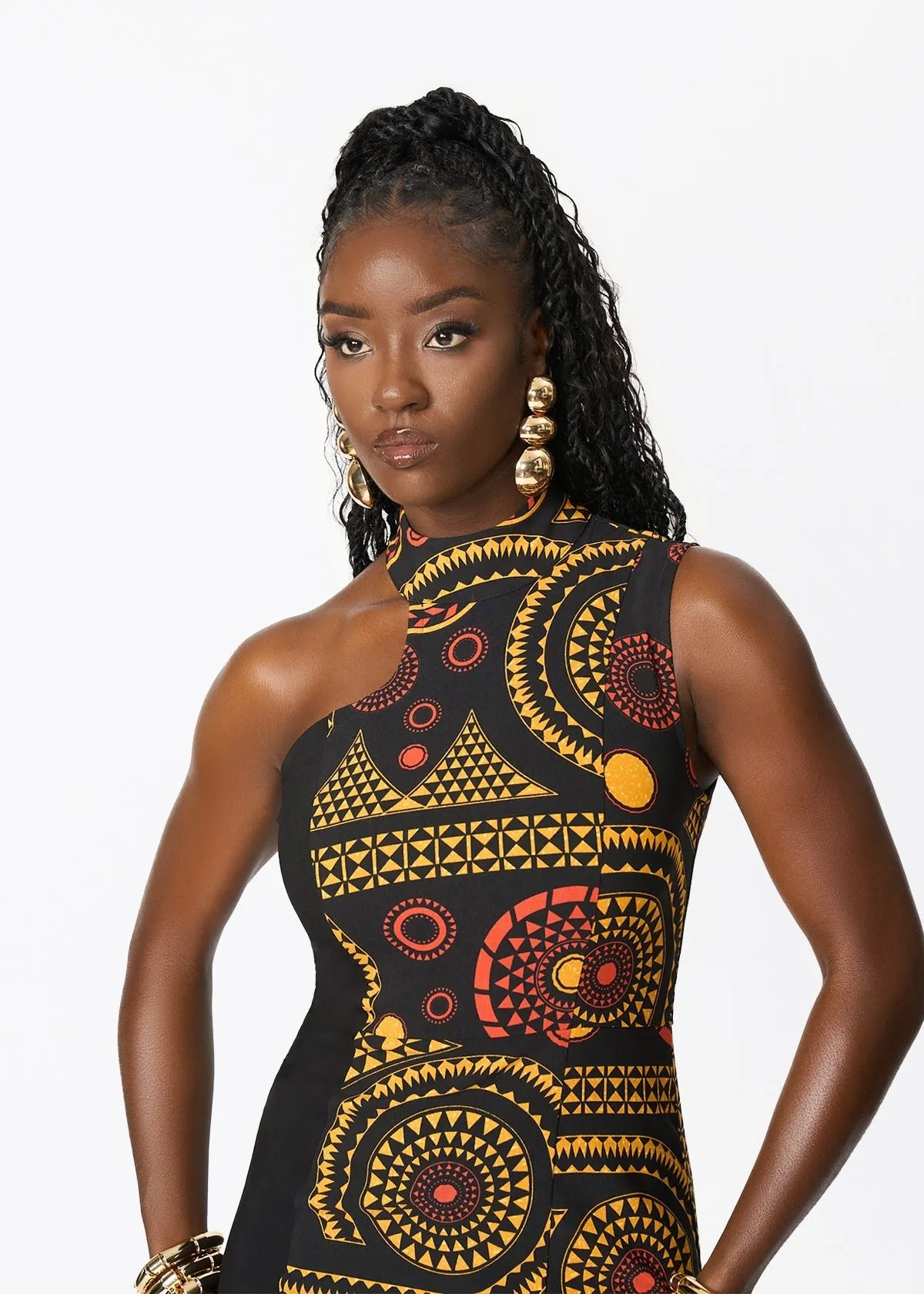 Jalia African Print Stretch Gown (Black Spice Medallion) sold by D'iyanu product image thumbnail 2