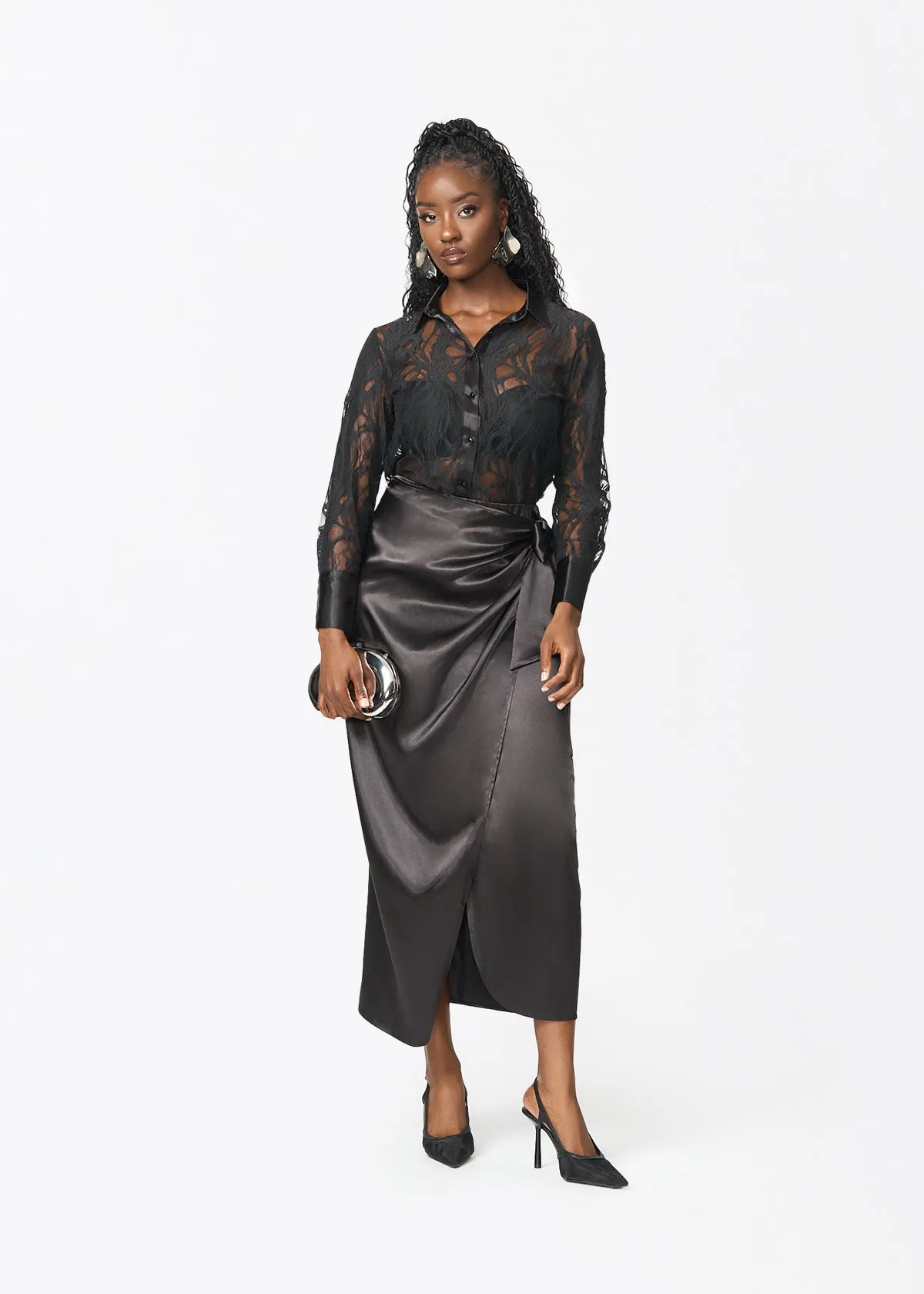 Tamika Women's Sheer Lace Blouse (Black) sold by D'iyanu product image thumbnail 4