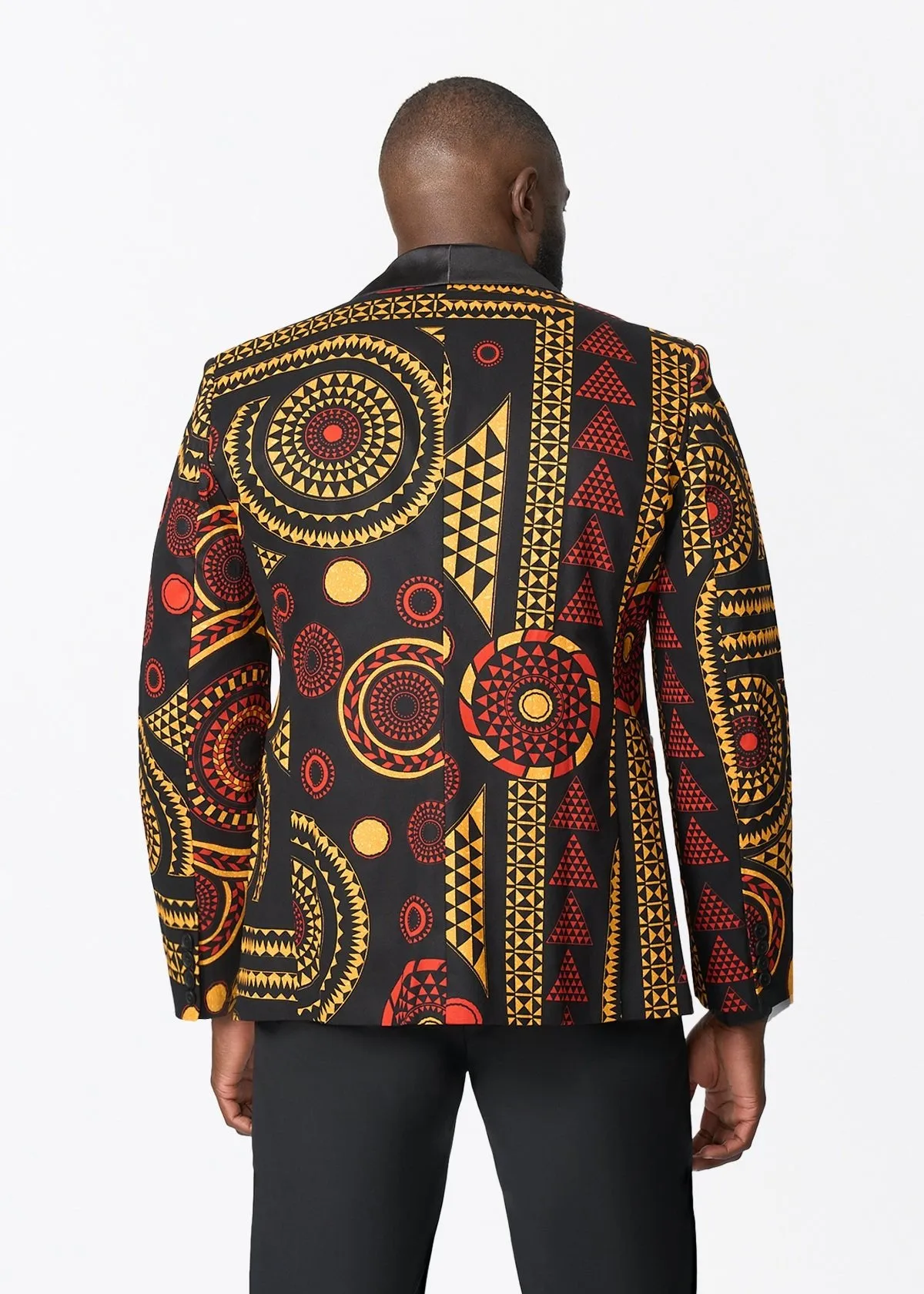 Aadan Men's African Print Blazer (Black Spice Medallion) sold by D'iyanu product image thumbnail 5