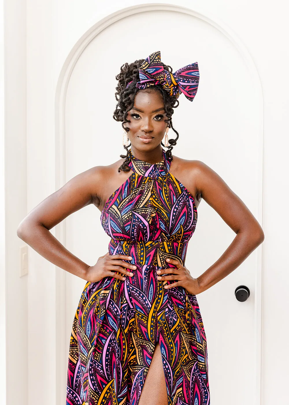 African Print Headwrap/Scarf (Sunset Leaves) sold by D'iyanu product image thumbnail 2