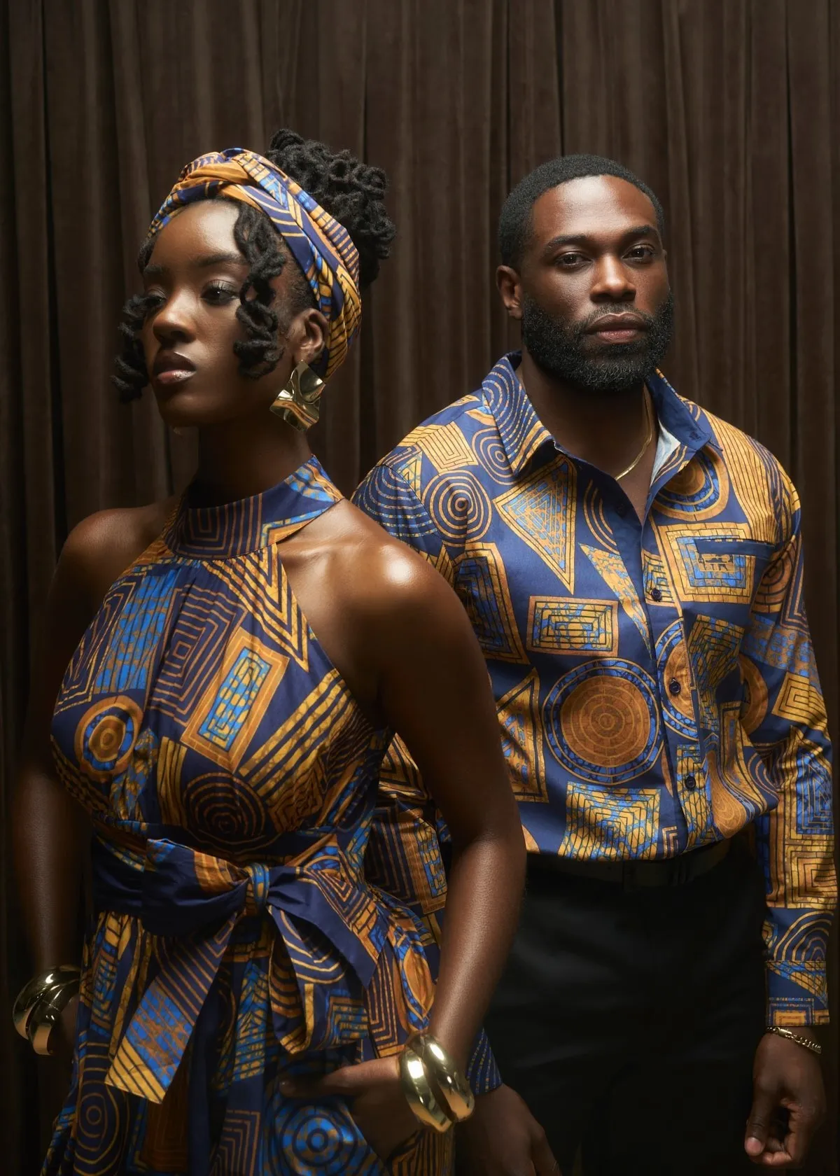 Ronke Women's African Print Maxi Dress (Royal Blue Geometric) sold by D'iyanu product image thumbnail 5