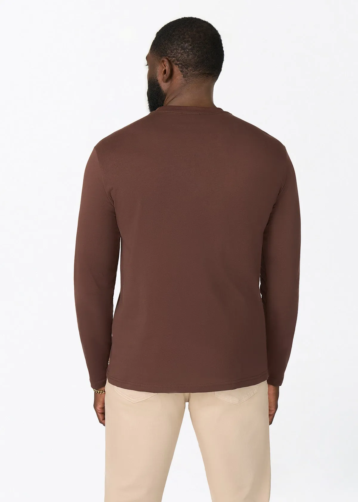 Addo Men's African Print Applique T-shirt (Chocolate Mousse Tribal) sold by D'iyanu product image thumbnail 4