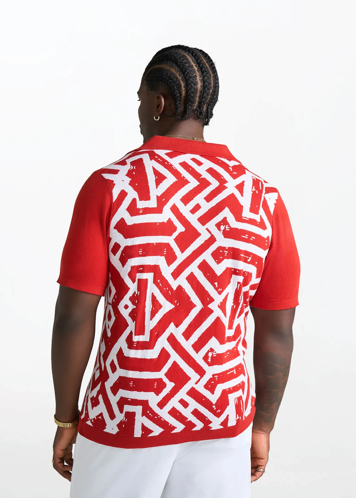 Obi Men's African Print Knit Shirt (Brick Mix Multipattern) sold by D'iyanu product image thumbnail 5