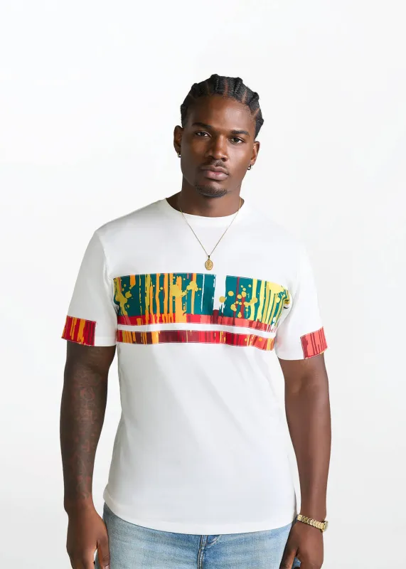 Raffiel Men's African Print Applique T-Shirt (Forest Paint Splatter) made by D'iyanu